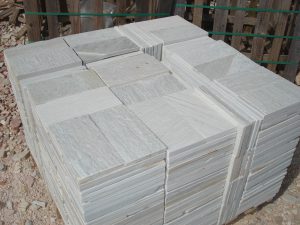 White Sao Tome quartzite tiles machine sewn