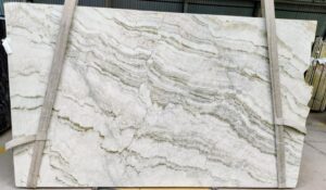 White Perla Quartzite Slab with honed finishing