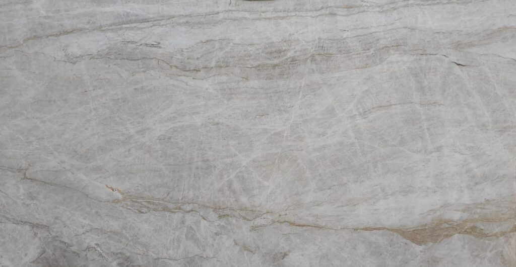 Slab of white Taj Mahal Quartzite with leathered finishing